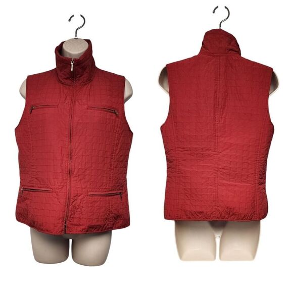 Chico's Women’s Red Sleeveless Vest Front Zipper Pockets Size 0/US 4 Small - Picture 1 of 7